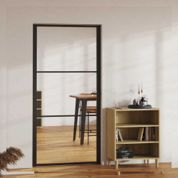Porta de interior em vidro esg e alumínio 102,5x201,5 cm preto