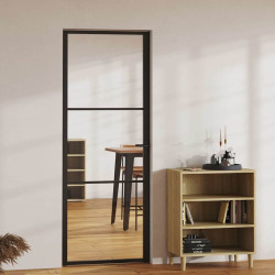 Porta de interior em vidro esg e alumínio 76x201,5 cm preto