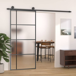 Porta deslizante vidro esg fosco e alumínio 90x205 cm preto