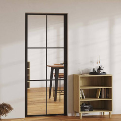 Porta de interior em vidro esg e alumínio 83x201,5 cm preto