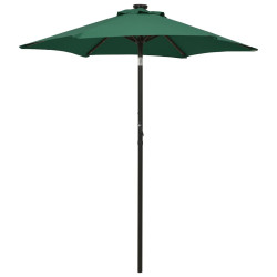 Guarda-sol de jardim com luzes LED 200x211 cm alumínio verde