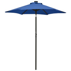 Guarda-sol de jardim c/ luzes LED 200x211cm alumínio azul-ciano