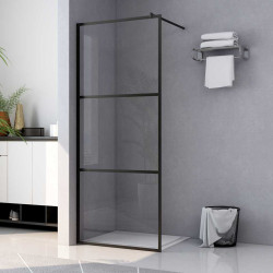 Divisória de chuveiro c/ vidro esg transparente 90x195 cm preto