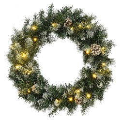 Grinalda de natal com luzes LED 60 cm PVC verde