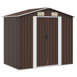 Abrigo de jardim 204x132x186 cm aço castanho
