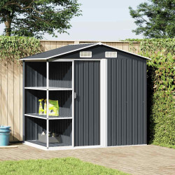 Abrigo de jardim c/ prateleiras 205x130x183 cm ferro antracite