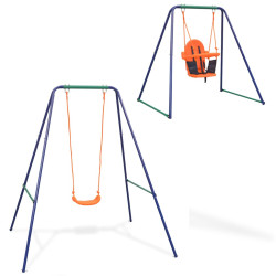 Baloiço independente e baloiço p/ bebés 2-em-1 laranja