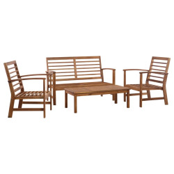 Conjunto lounge de jardim 4 pcs madeira de acácia maciça