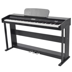 Piano digital de 88 teclas com pedais, placa de melamina preta