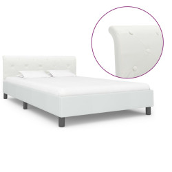 Estrutura de cama 140x200 cm couro artificial branco