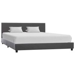 Estrutura de cama 140x200 cm couro artificial cinzento