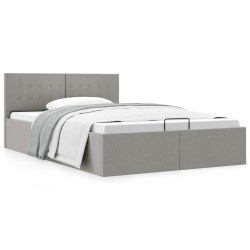Cama hidráulica c/ arrumação 140x200cm tecido cinza-escuro