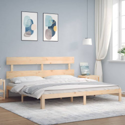 Cama sem colchão 200x200 cm madeira de pinho maciça