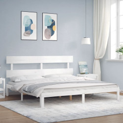 Estrutura cama super king size c/ cabeceira madeira branco