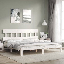 Cama sem colchão 200x200 cm madeira de pinho maciça branco