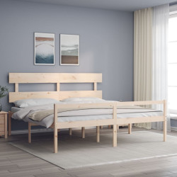 Cama para idosos com cabeceira 200x200 cm madeira maciça