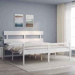 Cama idosos super king size c/ cabeceira madeira maciça branco