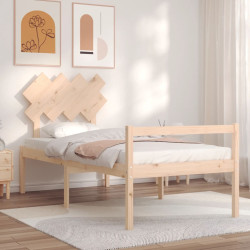 Cama de solteiro para idosos com cabeceira madeira maciça