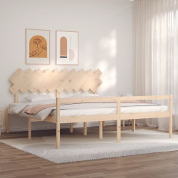 Cama para idosos com cabeceira 200x200 cm madeira maciça