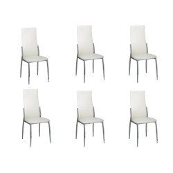 Cadeiras de jantar 6 pcs couro artificial branco