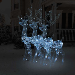 Renas decorativas de natal 3 pcs 128 cm acrílico branco frio