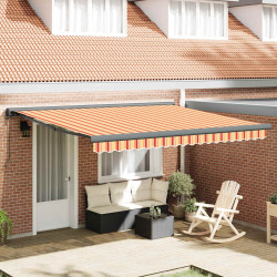 Toldo retrátil 4x3 m tecido e alumínio amarelo e branco