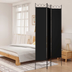 Divisória de quarto com 3 painéis 120x220 cm tecido preto
