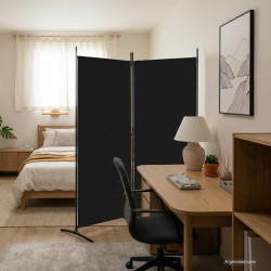 Divisória de quarto com 2 painel 175x180 cm preto tecido