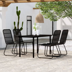 5 Pcs conjunto de jantar para jardim preto