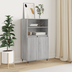 Aparador alto 60x36x110 cm derivados de madeira cinzento sonoma