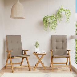 Cadeiras de jardim reclináveis c/ almofadões 2 pcs teca maciça