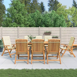 Cadeiras de jardim reclináveis c/ almofadões 8 pcs teca maciça