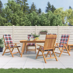 Cadeiras de jardim reclináveis c/ almofadões 4 pcs teca maciça