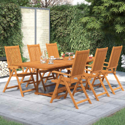 7 Pcs conjunto de jantar para jardim madeira de acácia maciça 160-240 cm