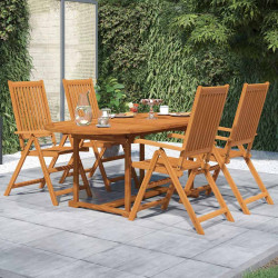 5 Pcs conjunto de jantar para jardim madeira de acácia maciça 120-170 cm