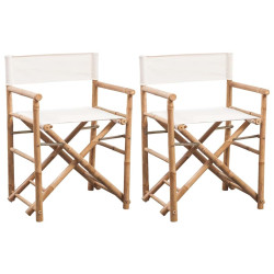 Cadeiras de diretor dobráveis 2 pcs bambu e lona