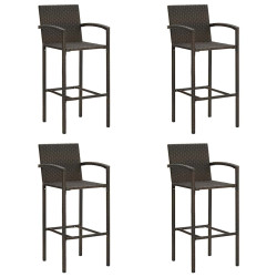 Bancos de bar 4 pcs vime PE castanho