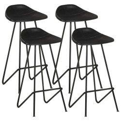 Bancos de bar 4 pcs couro genuíno preto