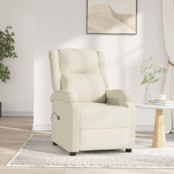Poltrona de massagens reclinável veludo cor creme