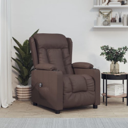 Poltrona reclinável elétrica couro artificial castanho