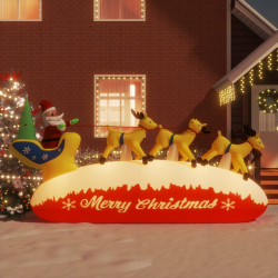 Pai natal e renas insufláveis com luzes LED 145 cm