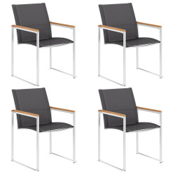 Cadeiras de jardim 4 pcs textilene e aço inoxidável cinzento