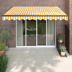 Toldo retrátil 3x2,5 m tecido e alumínio amarelo e branco