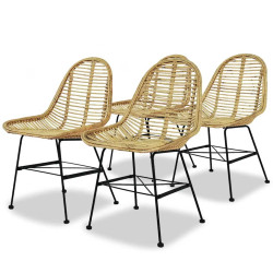 Cadeiras de jantar 4 pcs vime genuíno