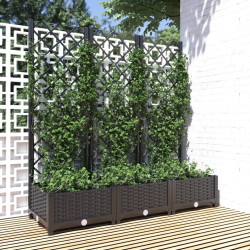 Vaso de jardim com treliça preto 120x40x121,5 cm PP