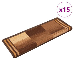 Tapetes de escada autoadesivos 15 pcs 65x21x4 cm castanho