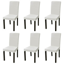 6 Pcs capas extensíveis para cadeiras cor creme