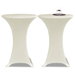 Toalha de mesa elástica ø80, creme / 2 peças