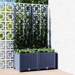 Vaso de jardim com treliça azul-acinzentado 80x40x136 cm PP