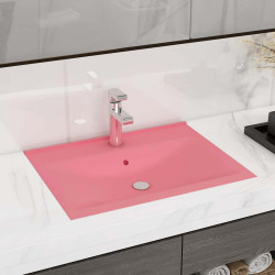 Lavatório c/ orifício de torneira 60x46 cm cerâmica rosa mate